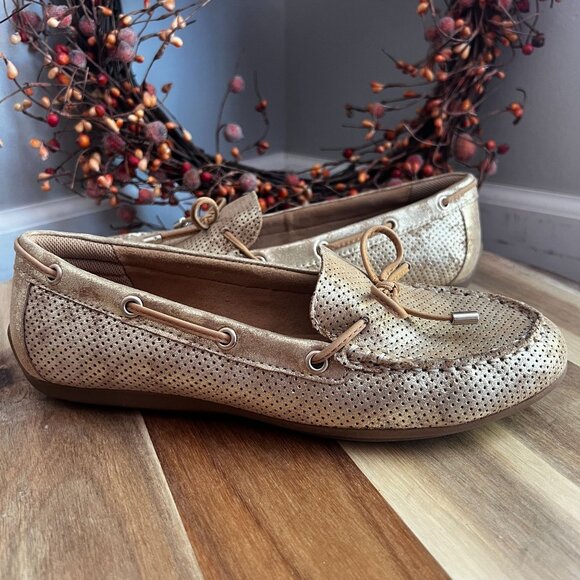 Comfortiva MINDY II CT0010603 Womens Slip Resistant Flat Loafer Sz 8M Light Gold - Picture 1 of 11